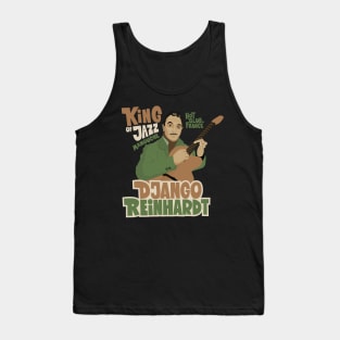 Django Reinhardt: A Jazz Guitar Legend Brought to Life with this Captivating Illustration. Tank Top